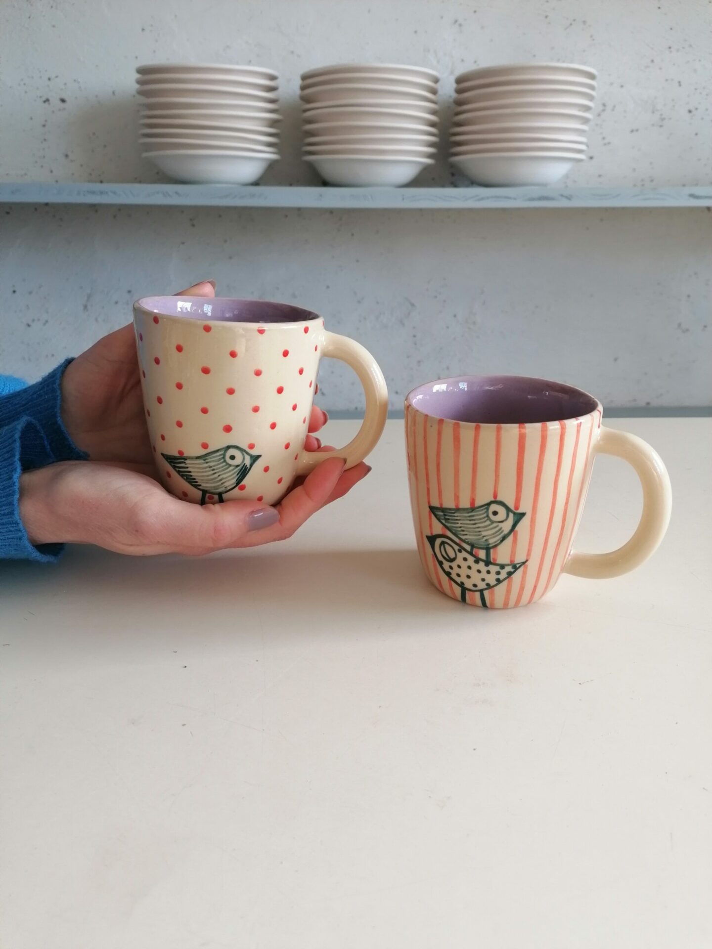 TAZZA DA TÈ LILLA h10cm set 2 pezzi - immagine 2