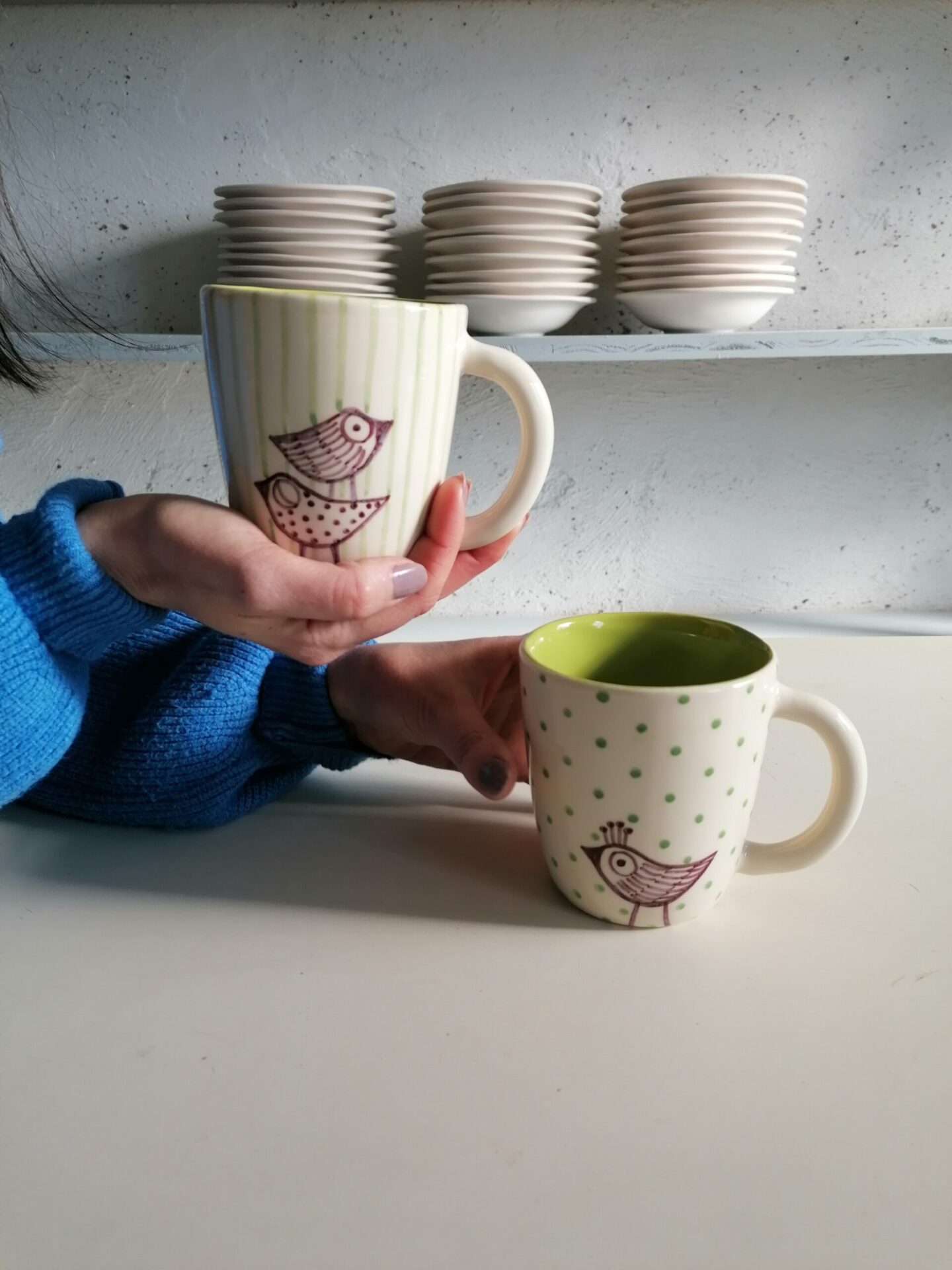 TAZZA DA TÈ VERDE h10cm set 2 pezzi - immagine 4