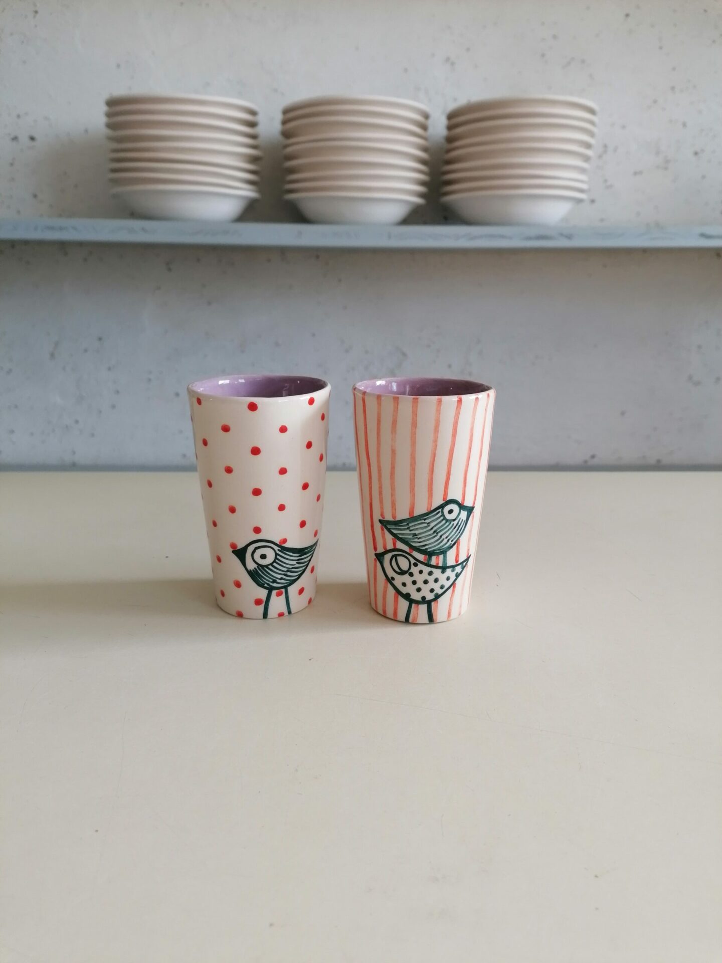 BICCHIERINO LILLA DA LIQUORE O CAFFÈ h10cm set 2 pezzi - immagine 2