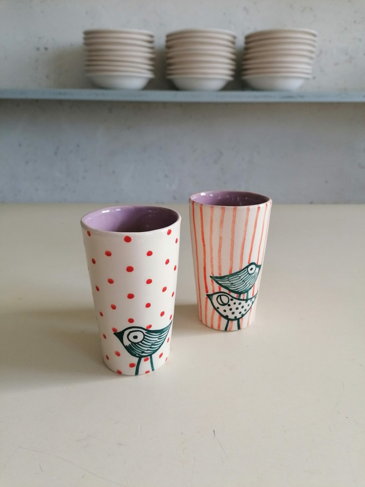 BICCHIERINO LILLA DA LIQUORE O CAFFÈ h10cm set 2 pezzi - immagine 3