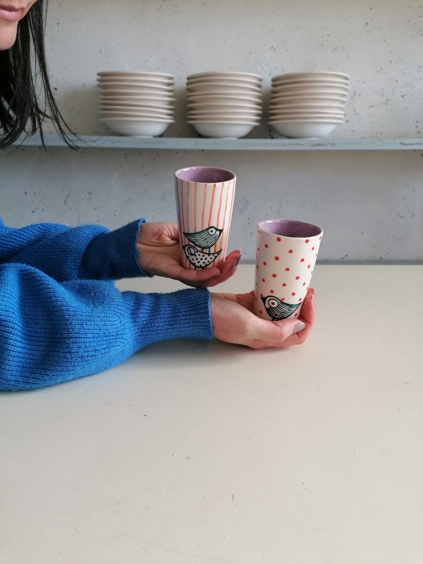 BICCHIERINO LILLA DA LIQUORE O CAFFÈ h10cm set 2 pezzi - immagine 6