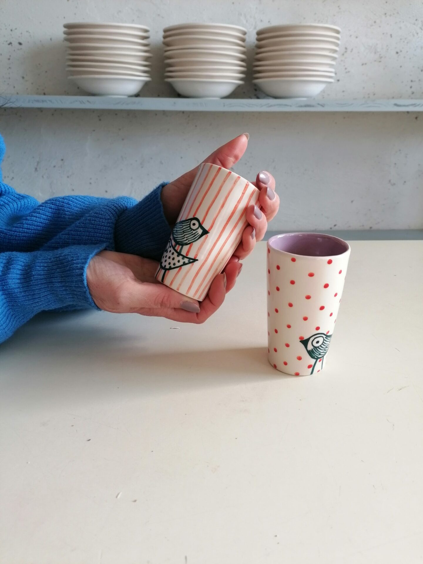 BICCHIERINO LILLA DA LIQUORE O CAFFÈ h10cm set 2 pezzi