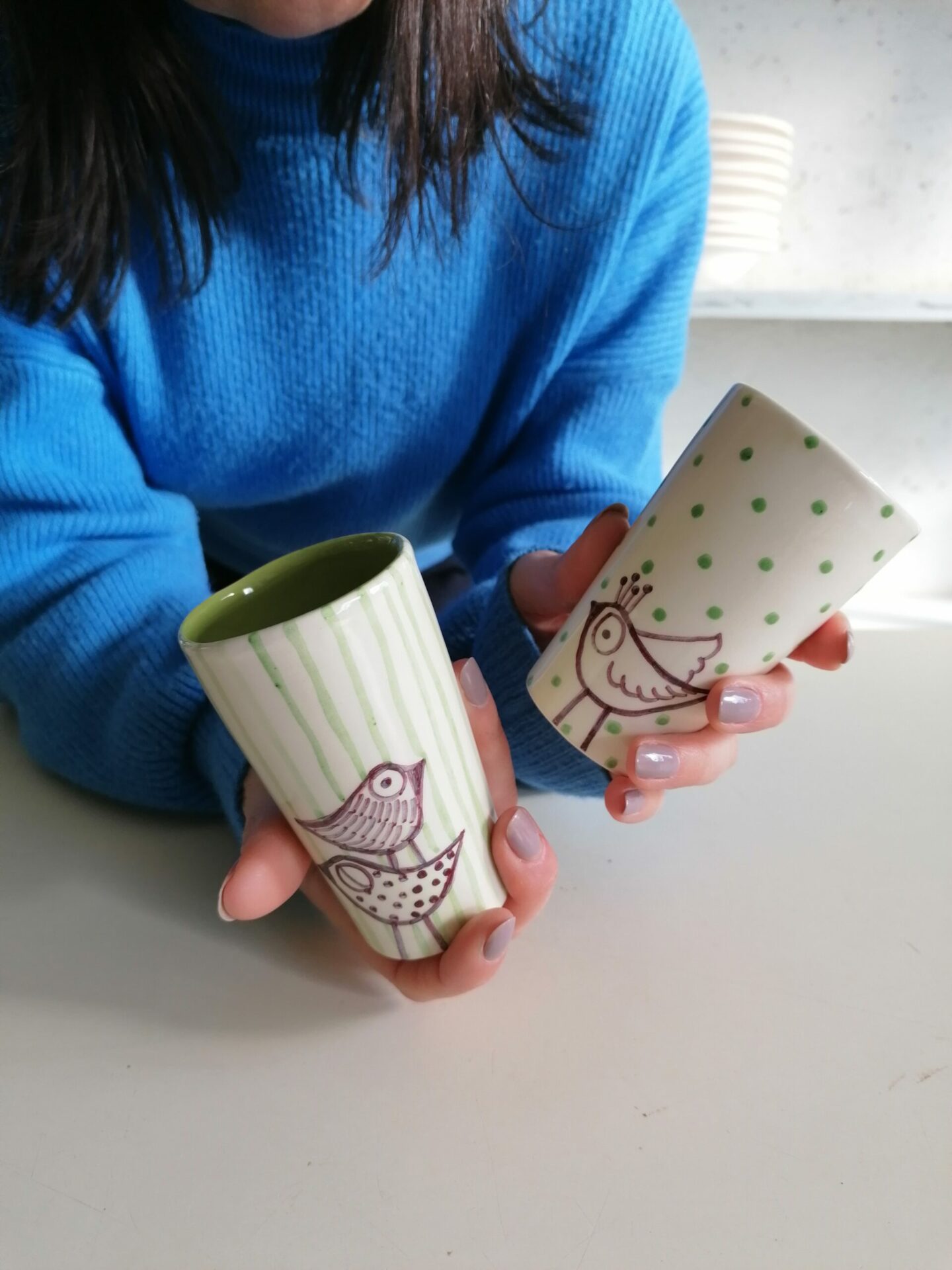 BICCHIERINO VERDE DA LIQUORE O CAFFÈ h10cm set 2 pezzi - immagine 5