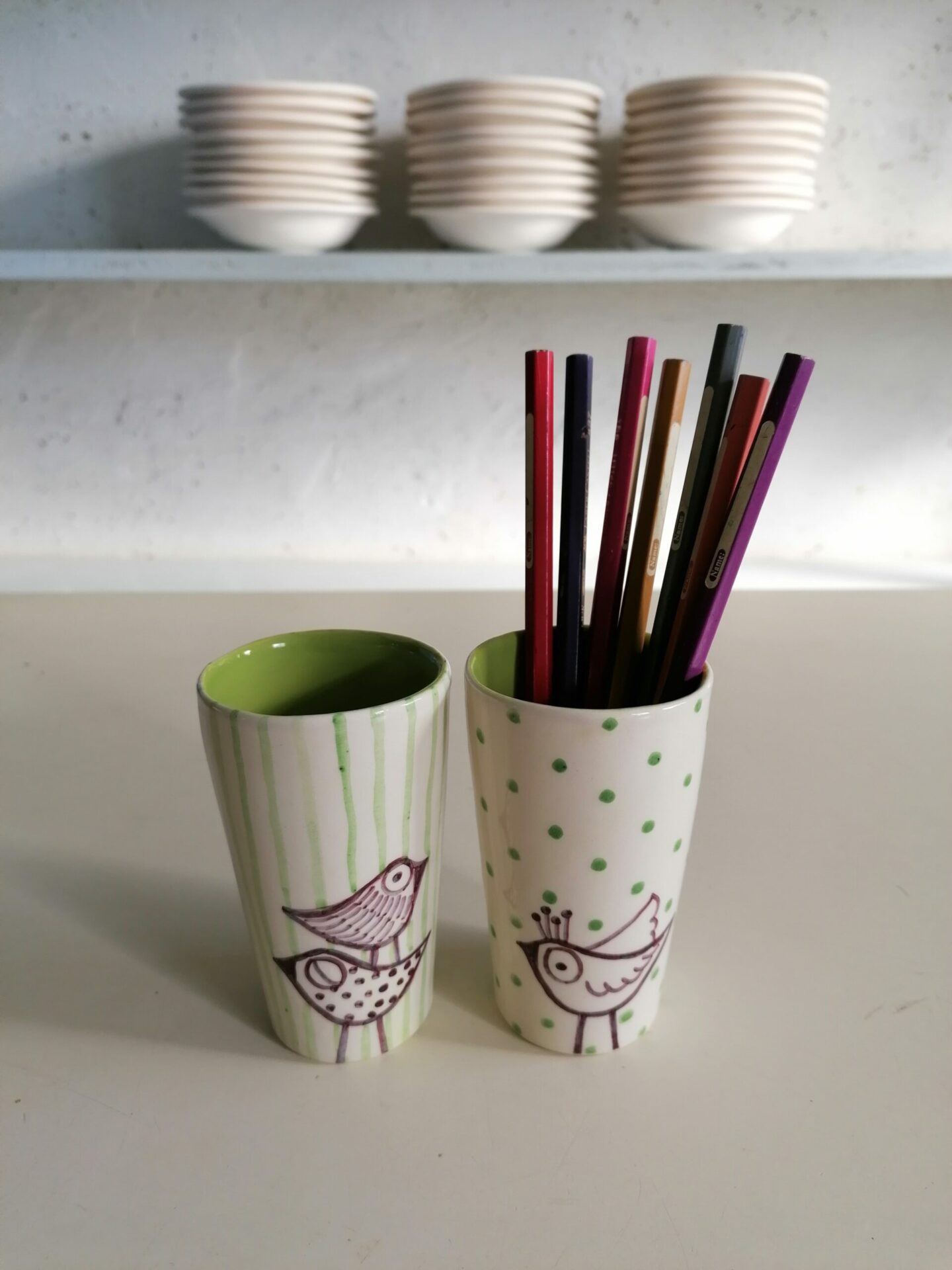 BICCHIERINO VERDE DA LIQUORE O CAFFÈ h10cm set 2 pezzi