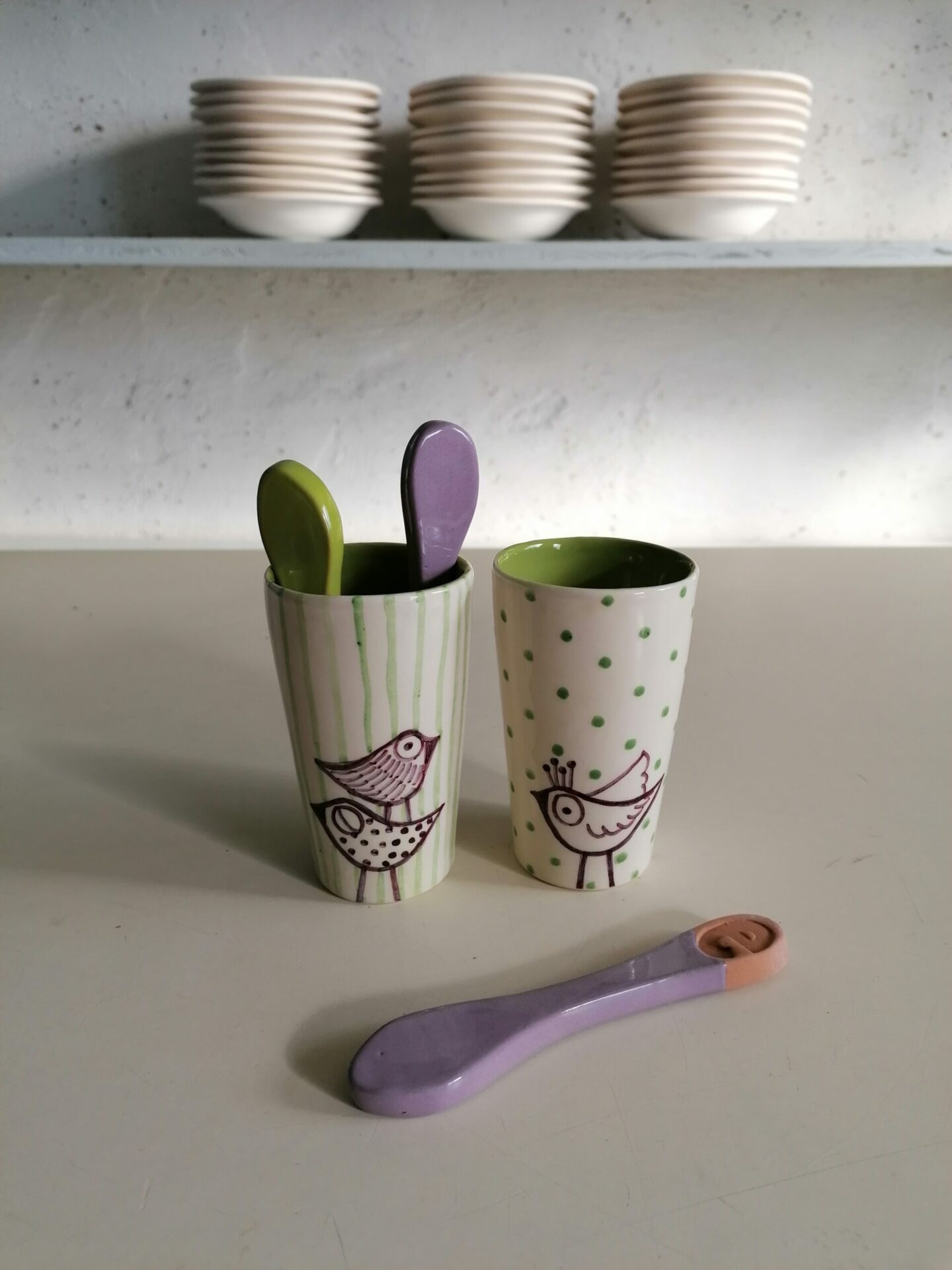 BICCHIERINO VERDE DA LIQUORE O CAFFÈ h10cm set 2 pezzi - immagine 3