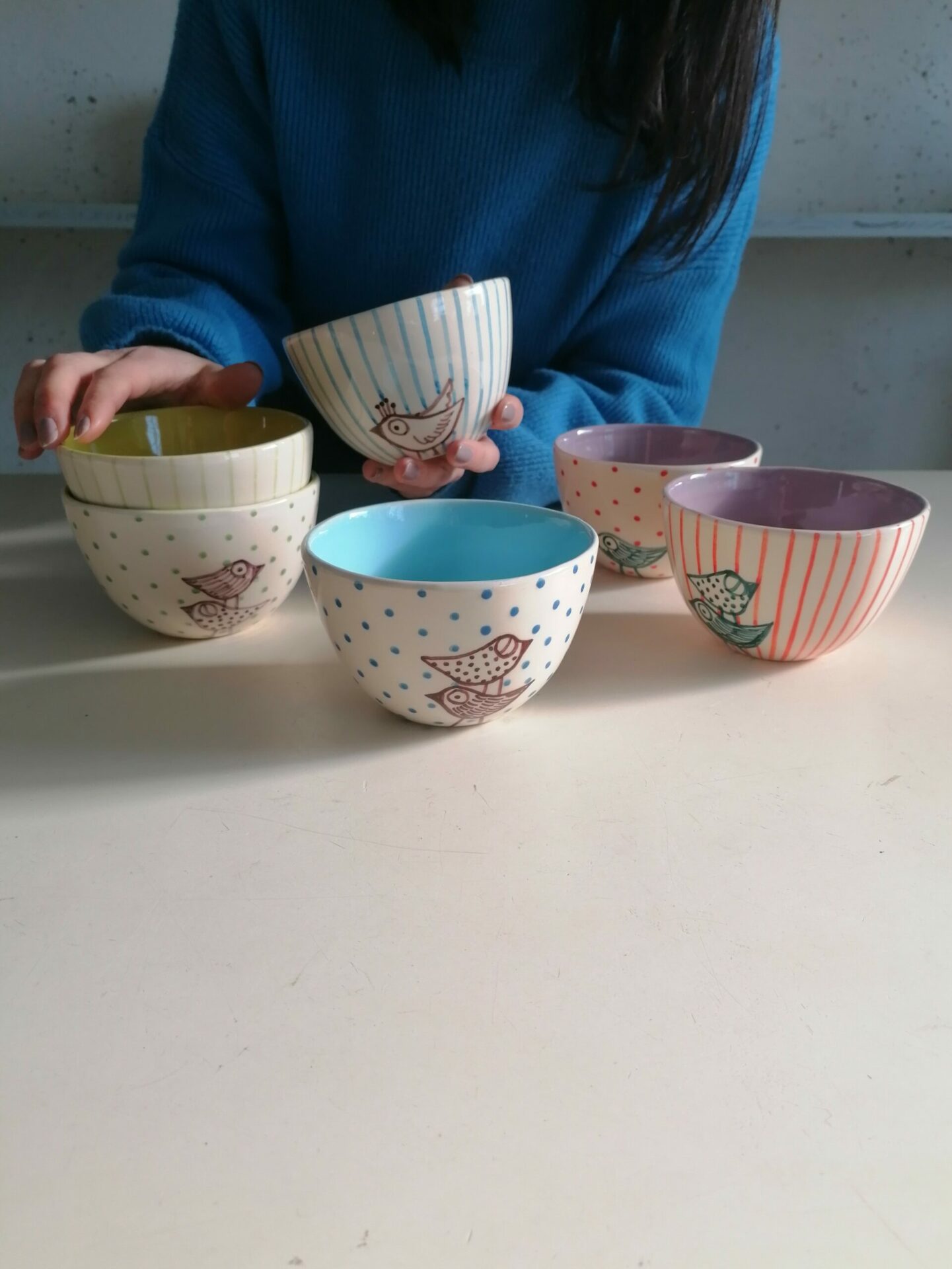 COPPETTE CEREALI CELESTI VERDI e LILLA h7cm set 6 pezzi - immagine 2