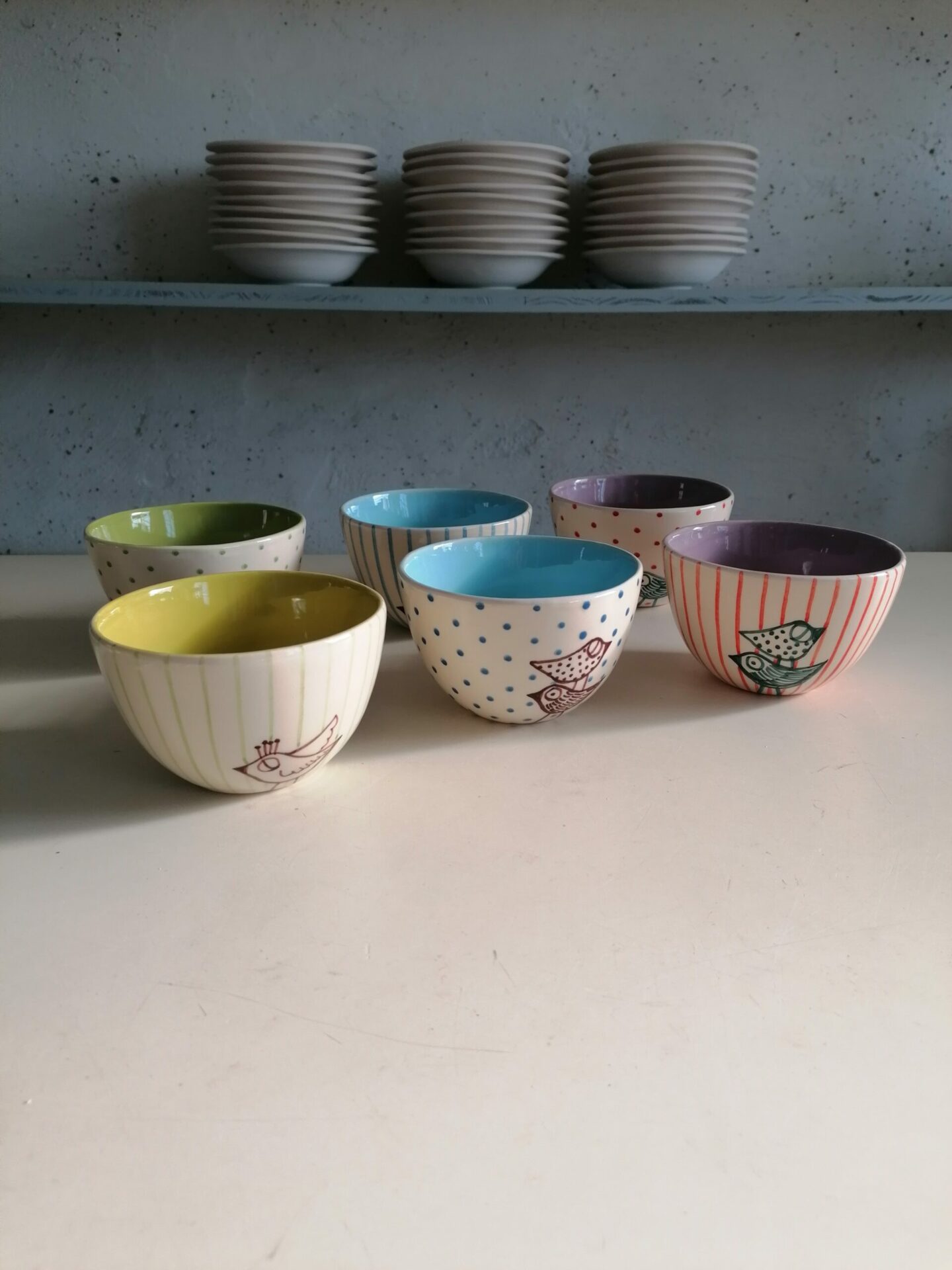 COPPETTE CEREALI CELESTI VERDI e LILLA h7cm set 6 pezzi - immagine 8