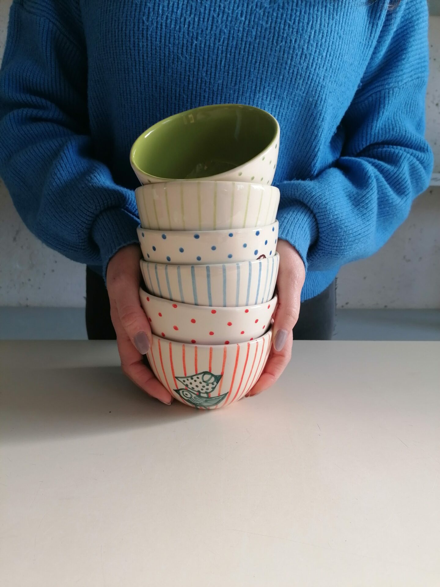 COPPETTE CEREALI CELESTI VERDI e LILLA h7cm set 6 pezzi - immagine 4