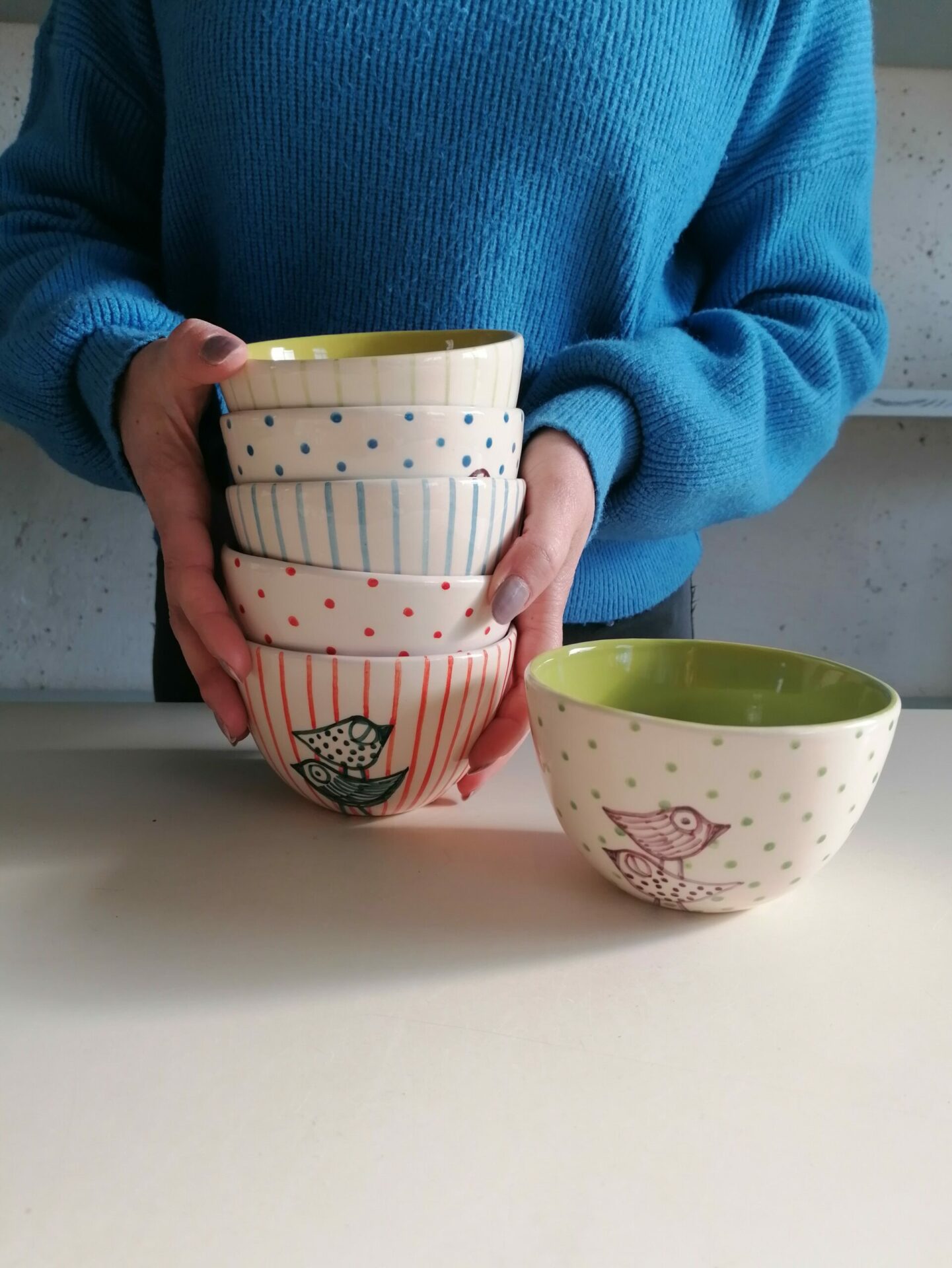 COPPETTE CEREALI CELESTI VERDI e LILLA h7cm set 6 pezzi - immagine 3