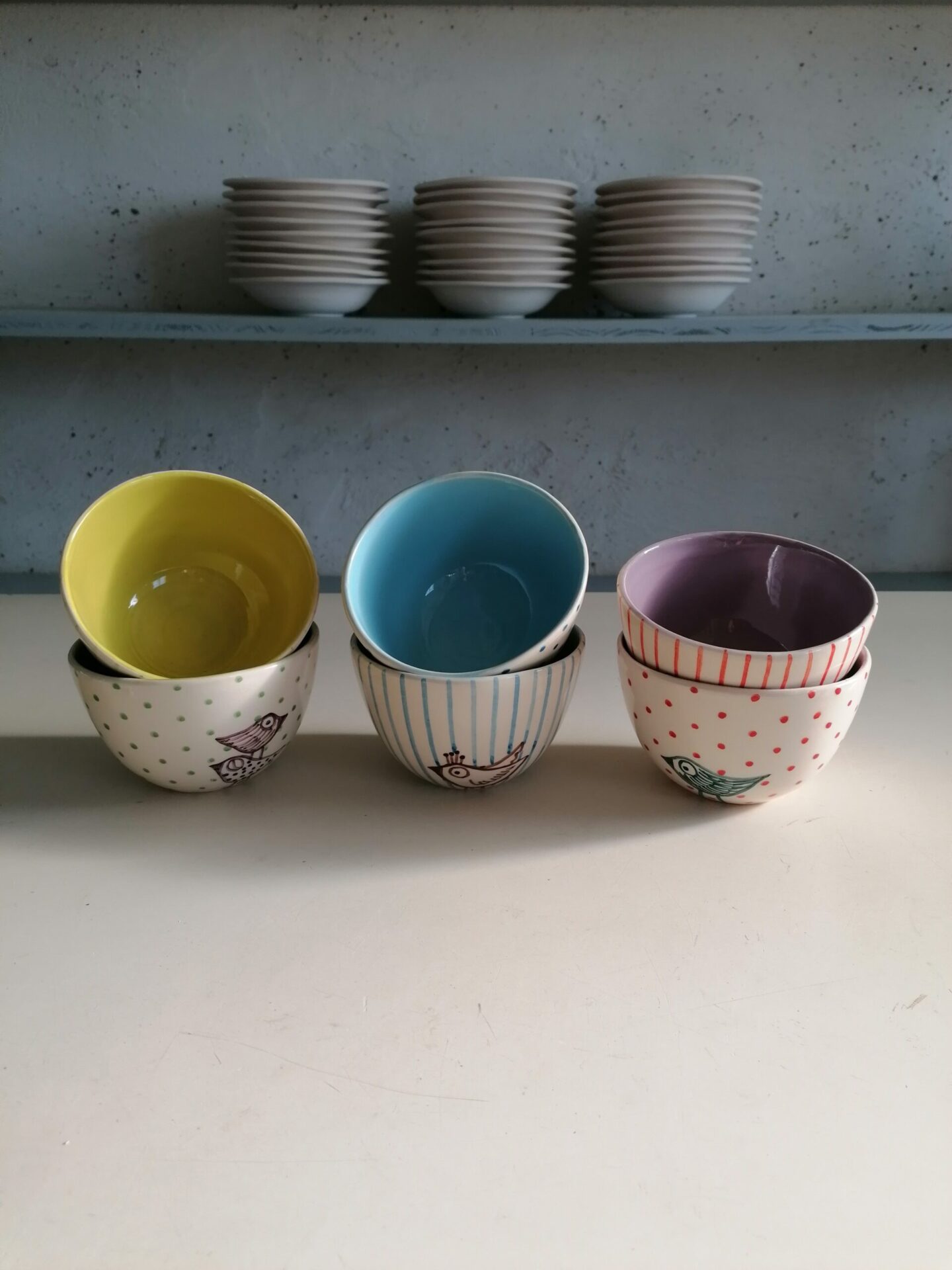 COPPETTE CEREALI CELESTI VERDI e LILLA h7cm set 6 pezzi - immagine 7