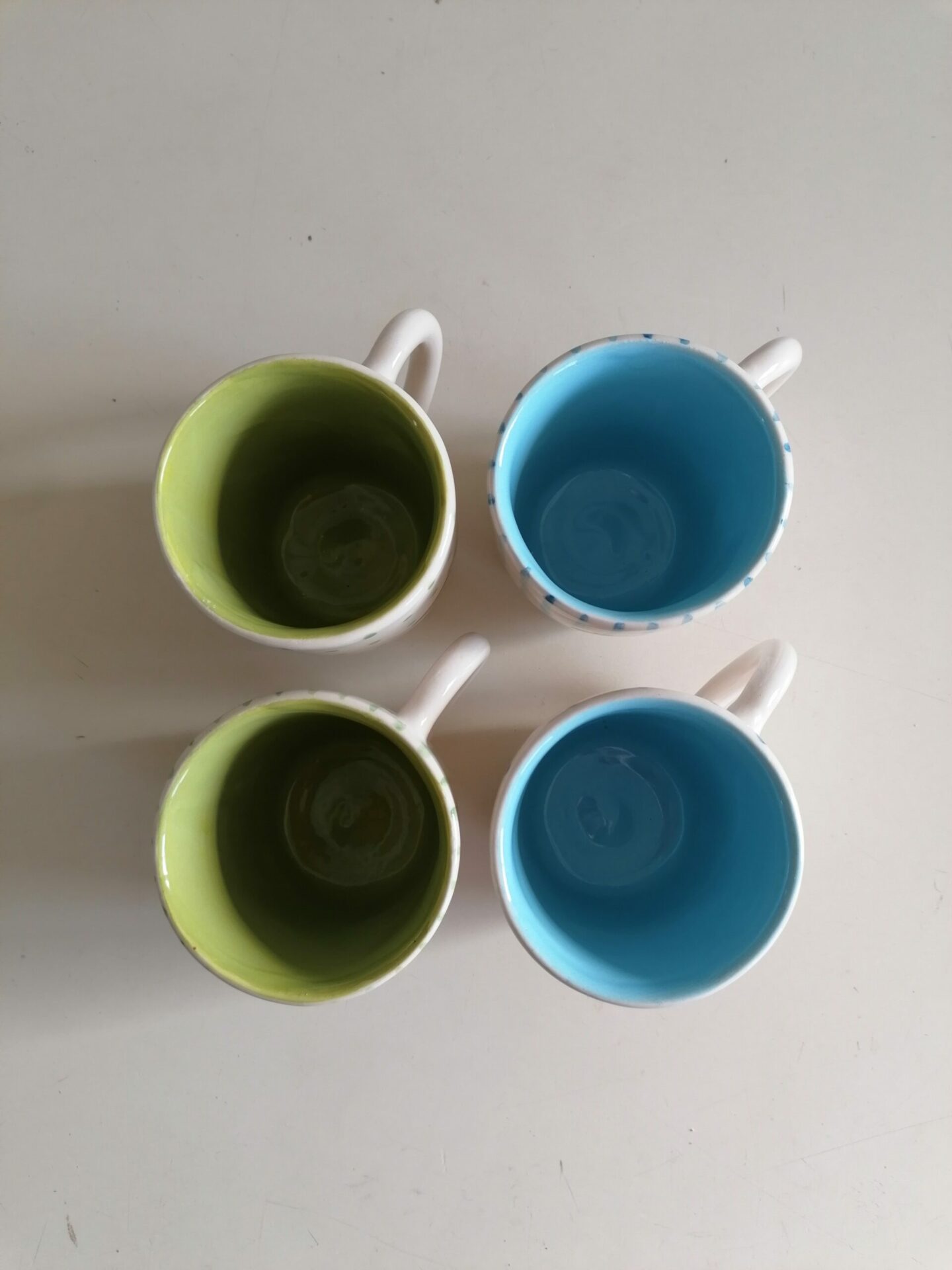 TAZZE DA CAPPUCCINO VERDI e CELESTI h9cm set 4 pezzi - immagine 4