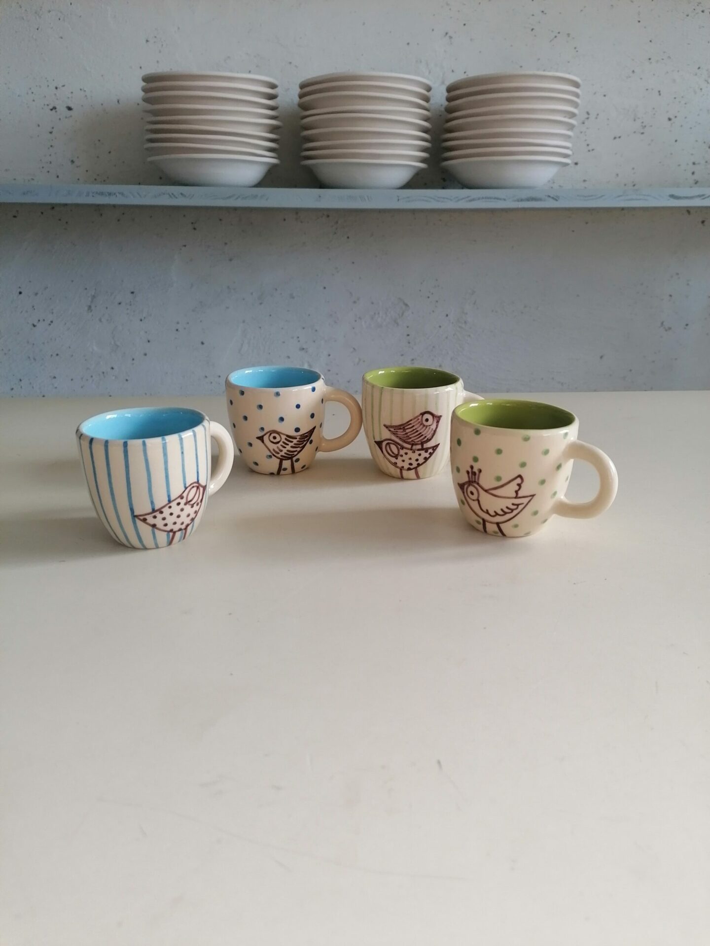 SET 4 TAZZINE CAFFÈ VERDI/CELESTI h6cm - immagine 2