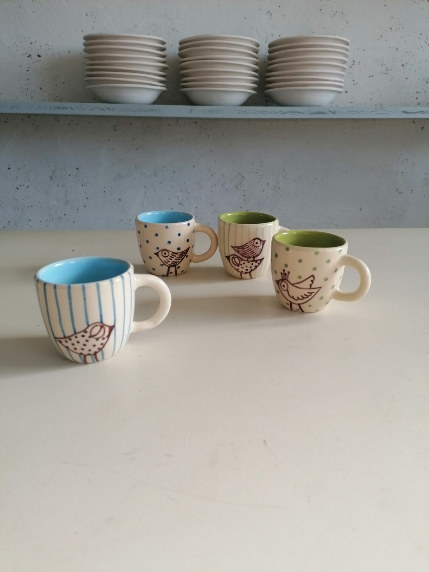 SET 4 TAZZINE CAFFÈ VERDI/CELESTI h6cm - immagine 3