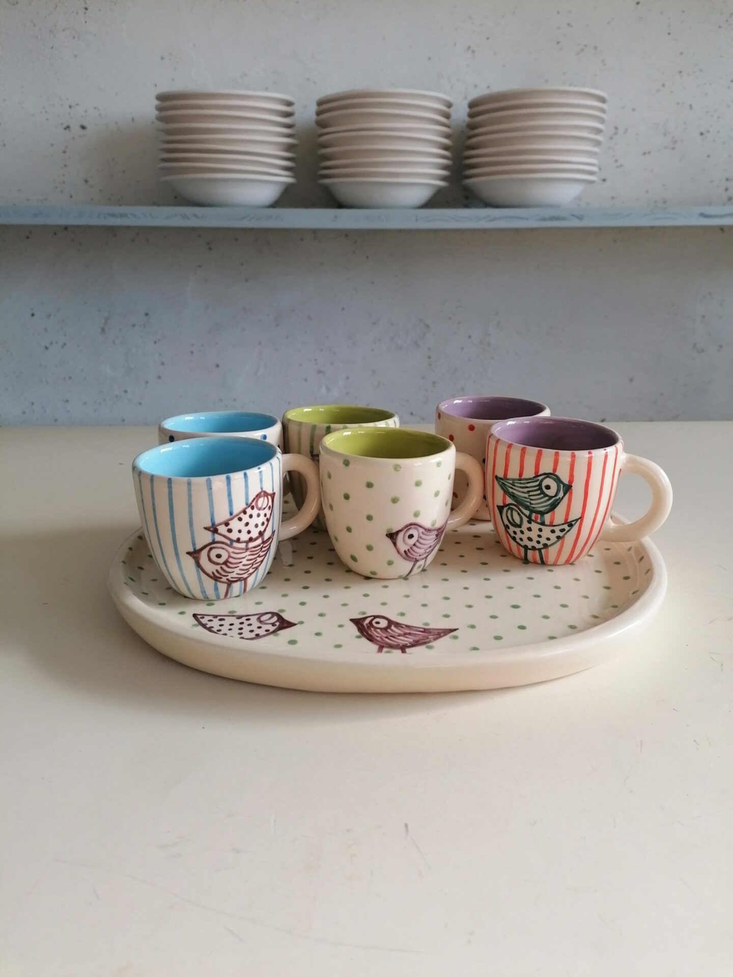 SET 6 TAZZINE DA CAFFÈ CON VASSOIO 26cm - immagine 2