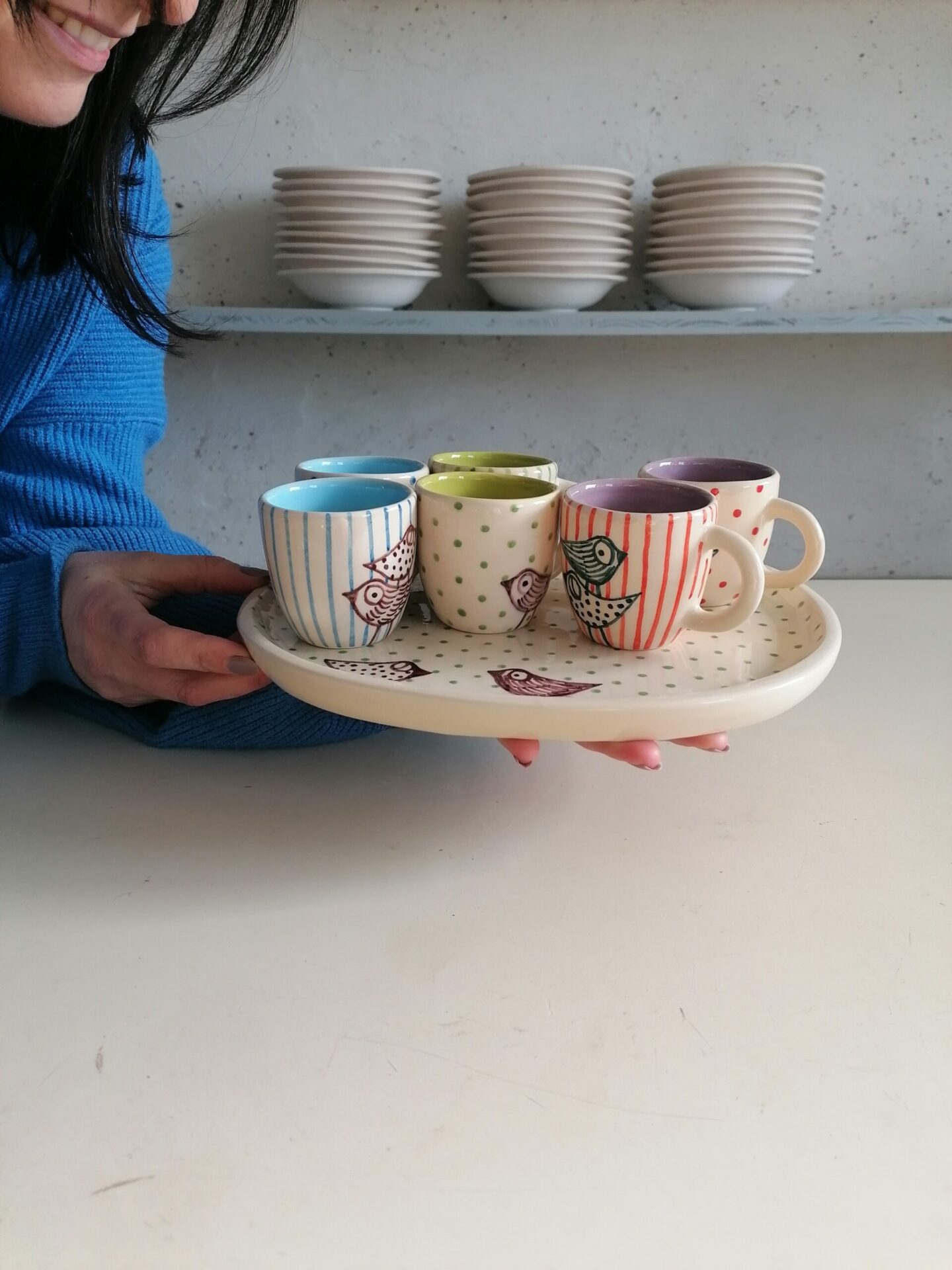 SET 6 TAZZINE DA CAFFÈ CON VASSOIO 26cm - immagine 5