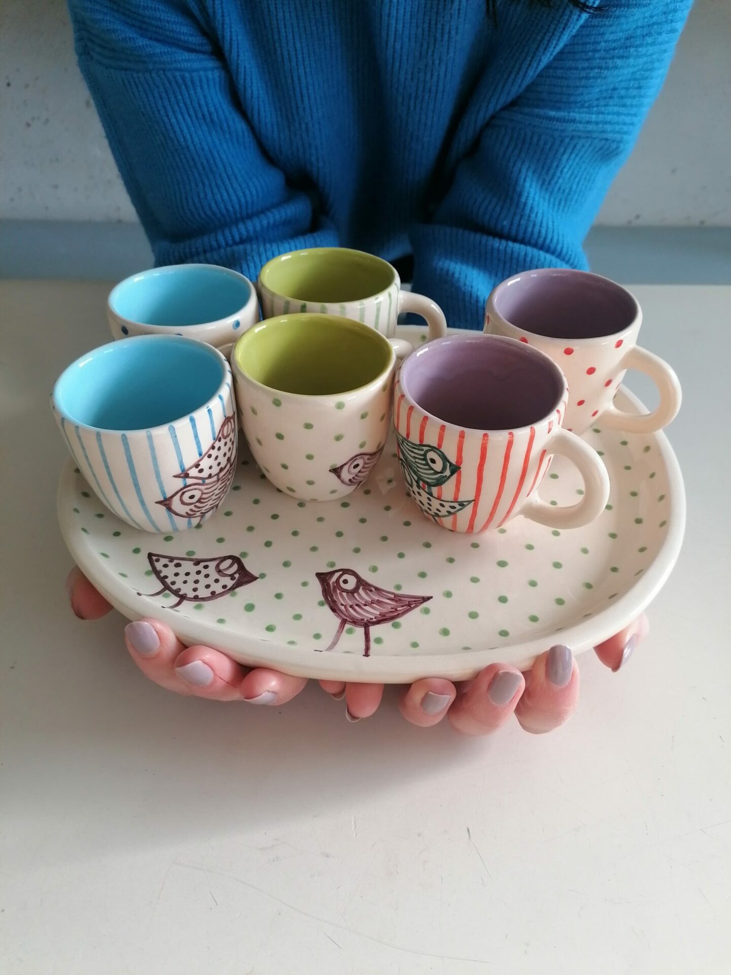 SET 6 TAZZINE DA CAFFÈ CON VASSOIO 26cm